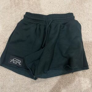 Black Athletic Shorts with Logo Patch